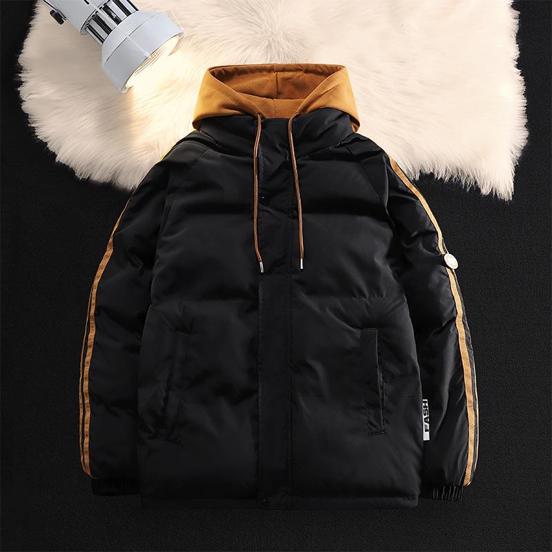 

New cotton-padded clothes for men s autumn and winter vacation, two pieces of piled thickened warm cotton-padded jackets S чорний