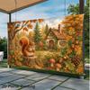 1 Piece of 2D Flat Banner (background Fabric), "Squirrels In Autumn Countryside", Wall Decoration banner.PMJ