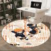 1pc Haikyuu!! Anime Design Round Carpet  Office Chair Mat, NonSlip Rug for Home Decor, Seasonal Gift, Suitable for Office, Living Room
