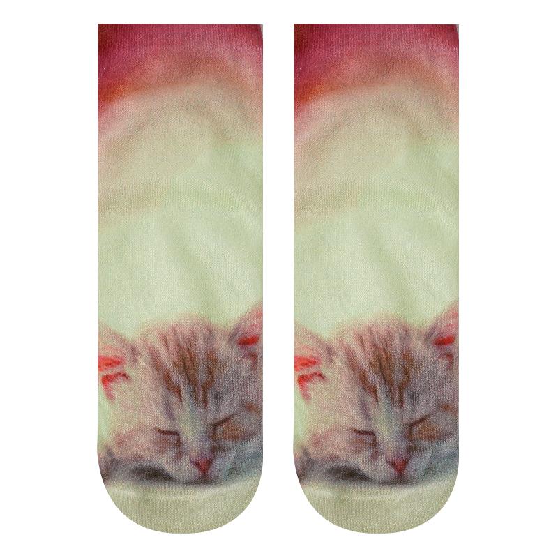 Women's 3D Printed Cute Cat Ankle Socks Digital Print Funny Novelty Short Socks Breathable Cotton Casual Daily Wear