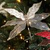 Libellule en Maille Fleur de Noël Arbre de Noël Artificiel Double Simulation Décoration Paillettes Exquises Décor d'Arbre
