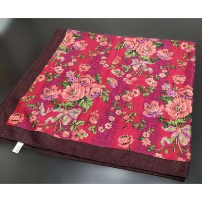 Used [Rare] KENZO Vintage Large Stole Wool Silk Floral Pattern