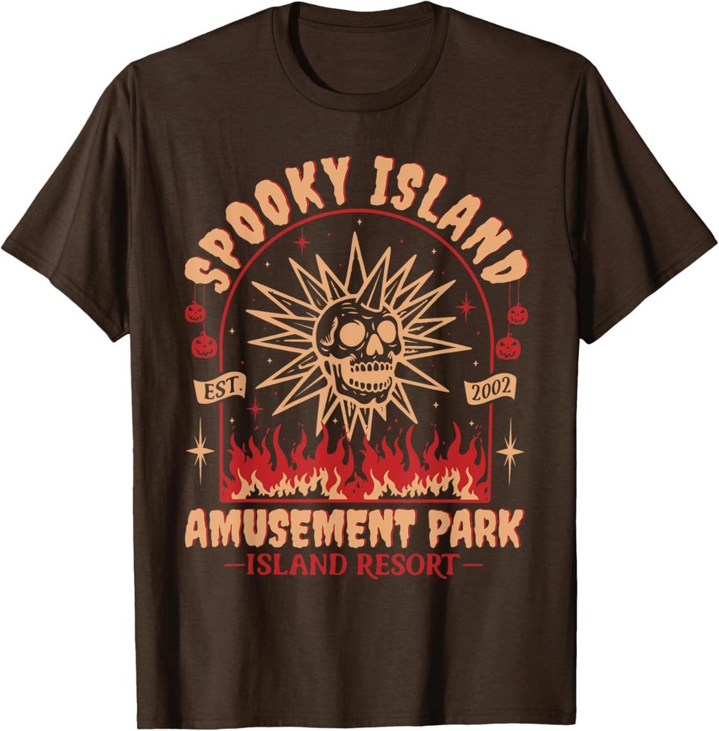 Divertente Maglietta Unisex Design Spooky Island Halloween Est 2002