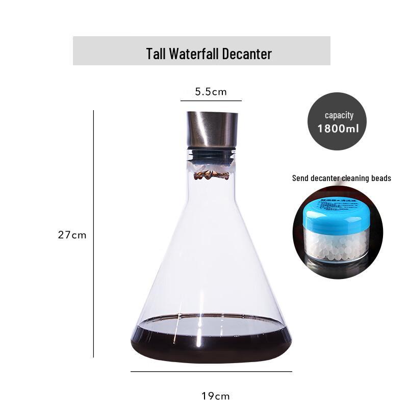 ZISIZ Glass Waterfall Wine Decanter with Handle