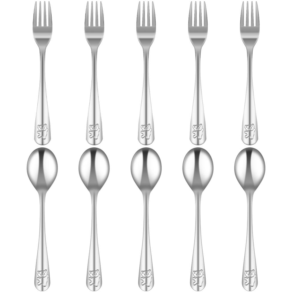 9/10/15Pcs Toddler Utensils, Kids Stainless Steel Silverware Set, Children Safe Forks Spoons and Cutter  - Mirror Polished