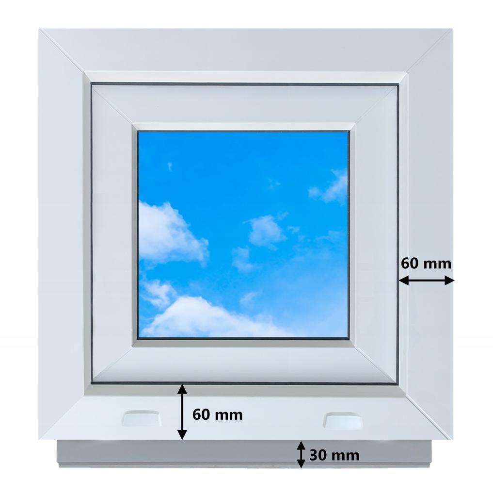 White PVC Window 60x60 Right New 600x600 Mm Tilt-and-Turn Ru Double-Glazed