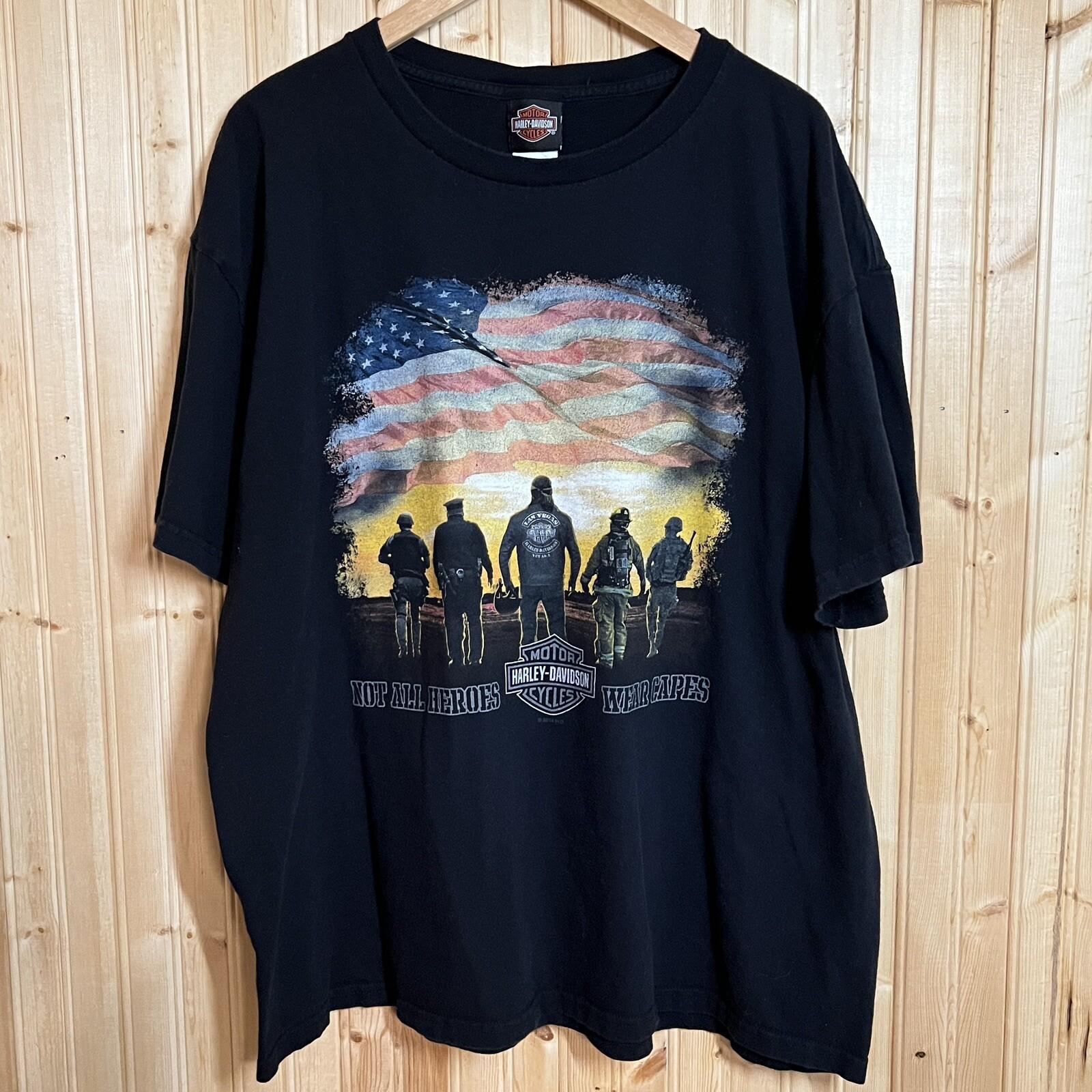 Harley Davidson T Shirt Sz 2XL Made In USA Not all heroes wear capes Las Vegas XXL