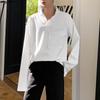 INCERUN Oversized Men Lapel Neck Long Sleeve Solid Loose Casual T-Shirts Tops