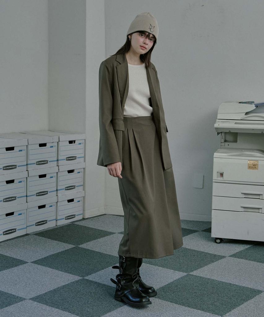 Mualeumoa Wool Bland Pin Tuck Wrap Skirt - Grayish Brown