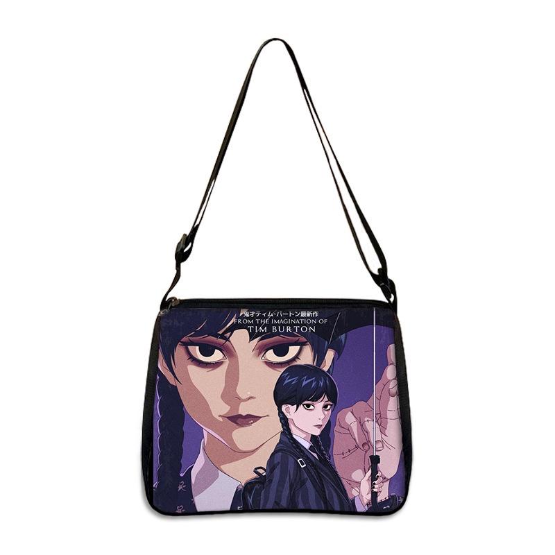 Wednesday Addams Famlily Shoulder Handbag Gothic Style Light Easy To Carry