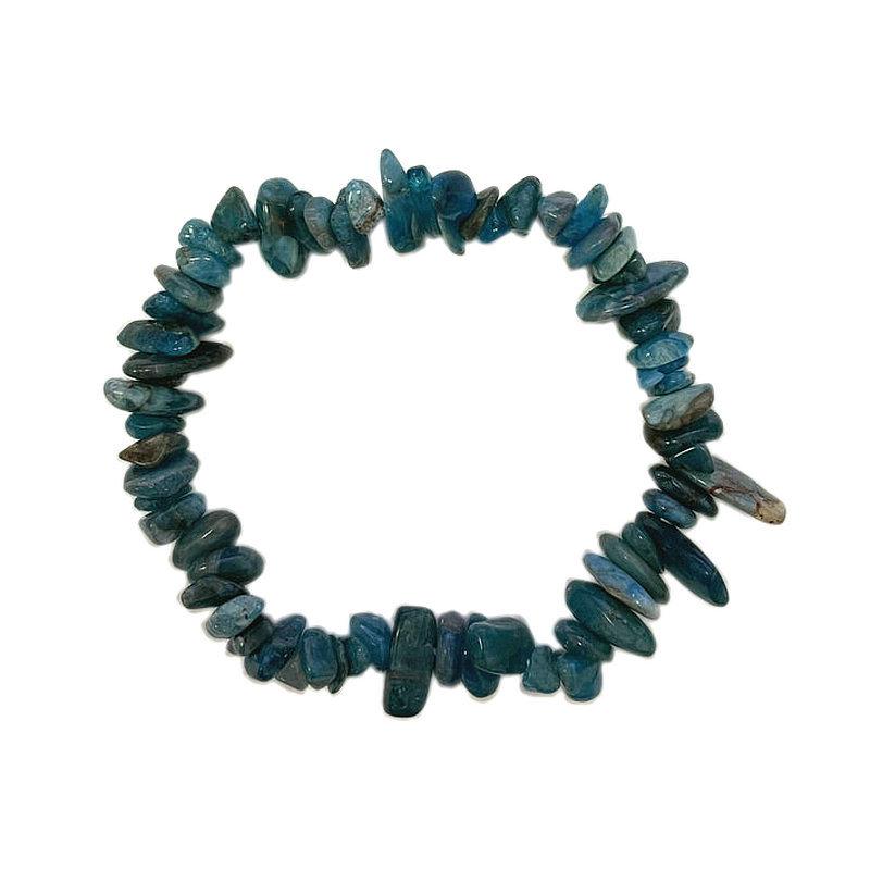 Women's Elastic Crushed Stone Bracelet with Malachite & Yellow Crystal - Street Style