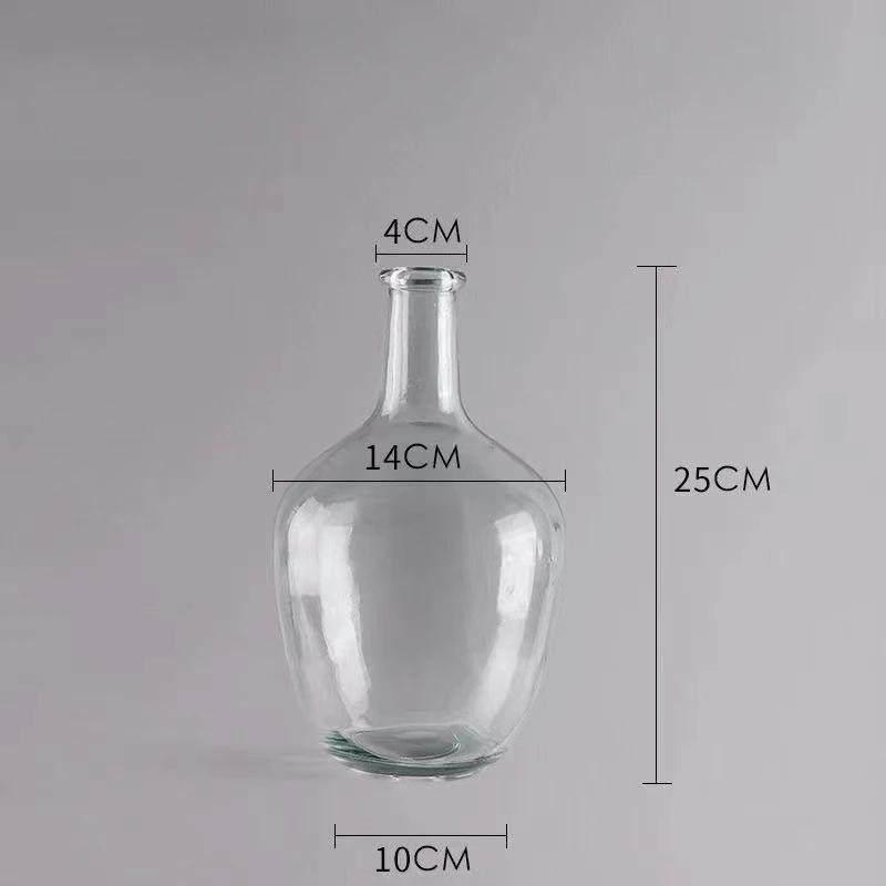 Nordic Big Belly Glass Vase Home Decor Transparent Glass Vase Ornament Living Room Decoration Hydroponic Big Belly Bottle