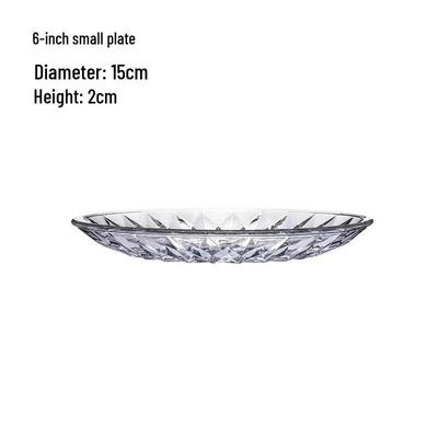 Diamond Pattern Transparent Glass Serving Plate