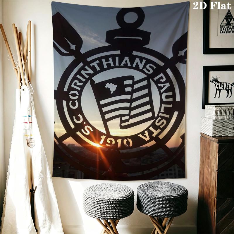 Corinthians Paulista Wall Tapestry Aesthetic Wall Hanging Printed Fabric Blanket Decorative Tapestries for Bedroom Living Room Home Decor