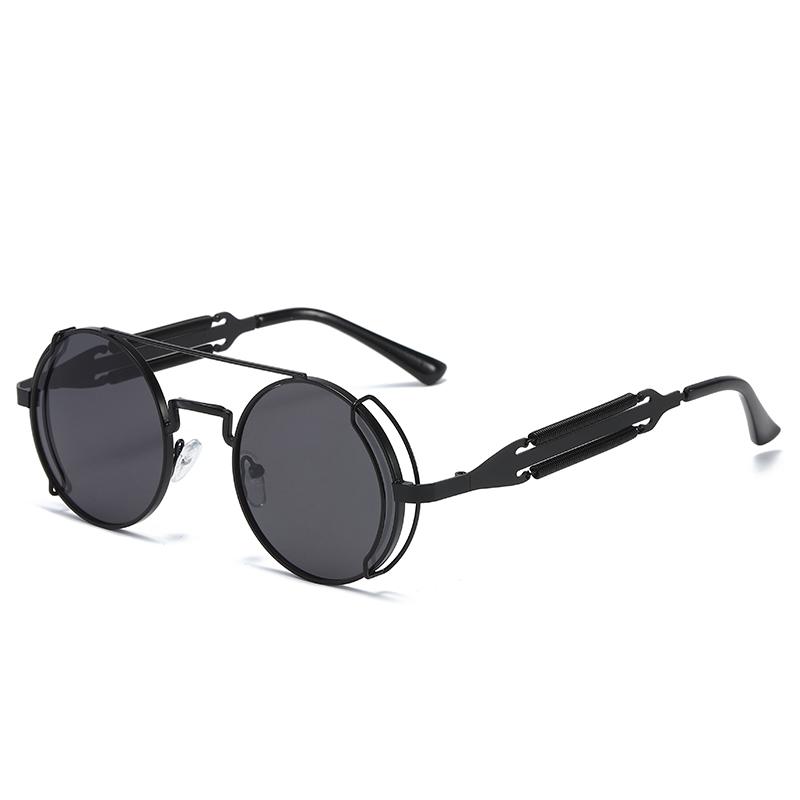 Punk Steampunk Sunglasses Retro Men's Brand Designer Round Punk Eyewear Gothic Style Products Women UV400 Sunglasses