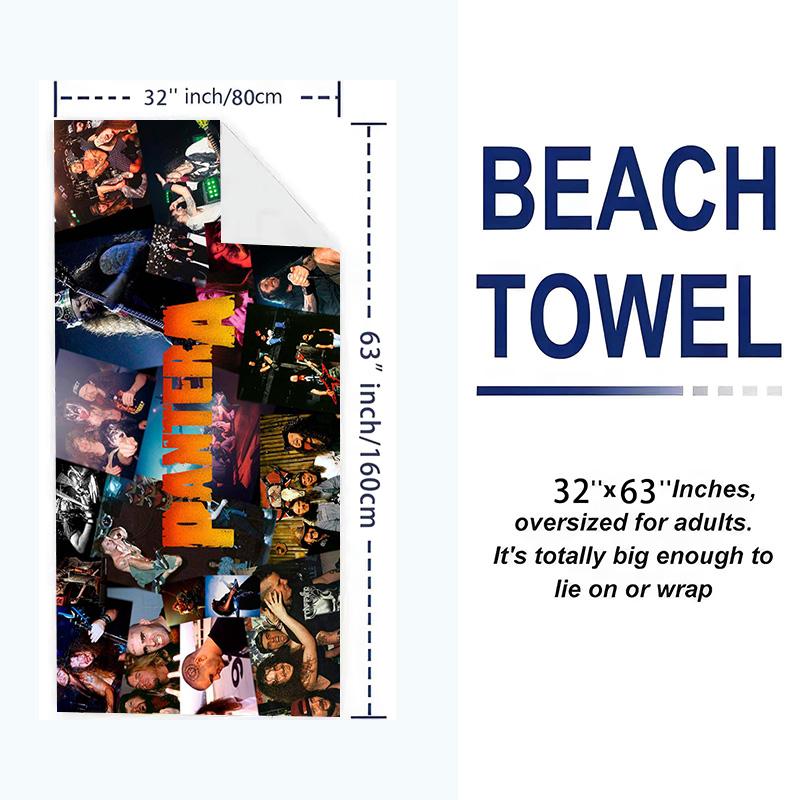 Pantera Band Print Beach Towel, Large Soft Quick Dry Towel for Beach Camping Swimming