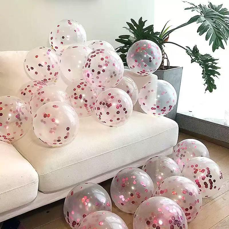 10" Gold Sequin Clear Latex Balloon for Parties & Events