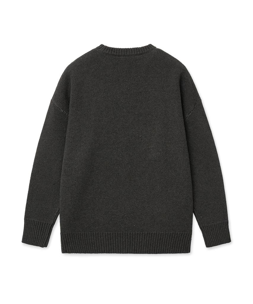 STANDARDERROR 87-Stan191 Art Lettering Oversized Jacquard Knit Charcoal