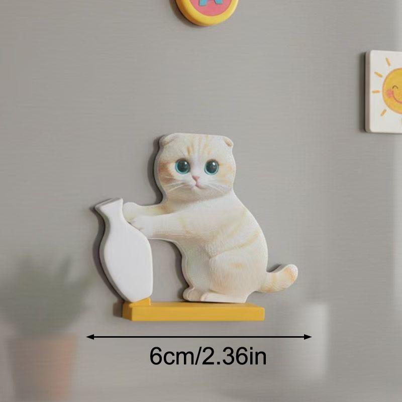 Mini Vase Acrylic Cat Whiskers Collection Fridge Magnet Cat Pushing Vase Decor Ornaments Cat Hair Memorial Box Home Office Decor