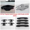 Car Door Handle Bowl Decoration Protection Cover Trim Carbon Fiber Accessories For Toyota Land Cruiser 250 Prado LC250 2024 2025