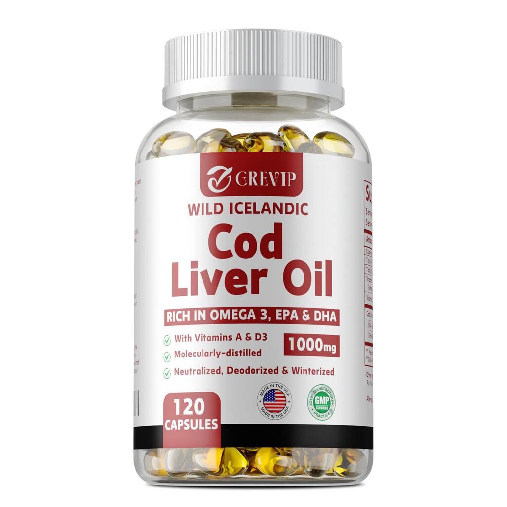 GREVIP Cod Liver Oil Capsules - Heart, Brain, Joint Health, and Immune System Health