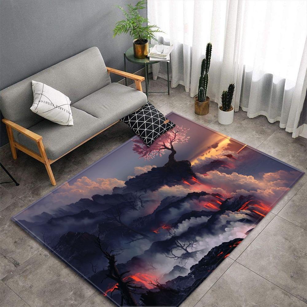 National Style Retro European Pattern Large Carpet Square Floor Mat Striped