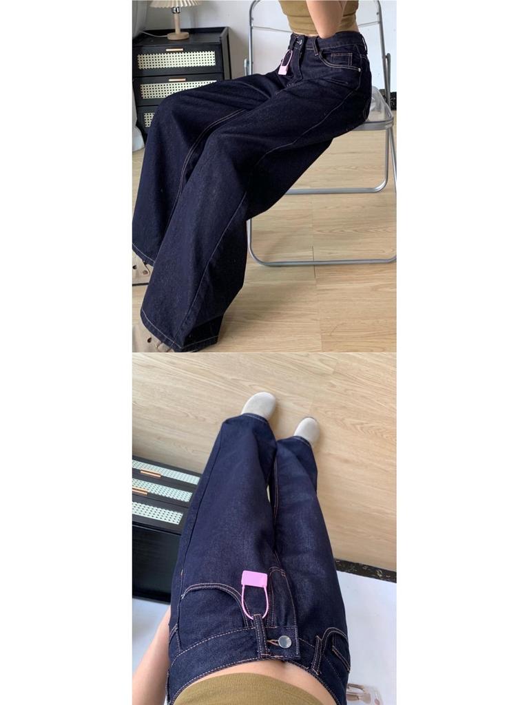 Dámské džíny s vysokým pasem, retro modré, s širokými nohavicemi - Letní kolekce 2025