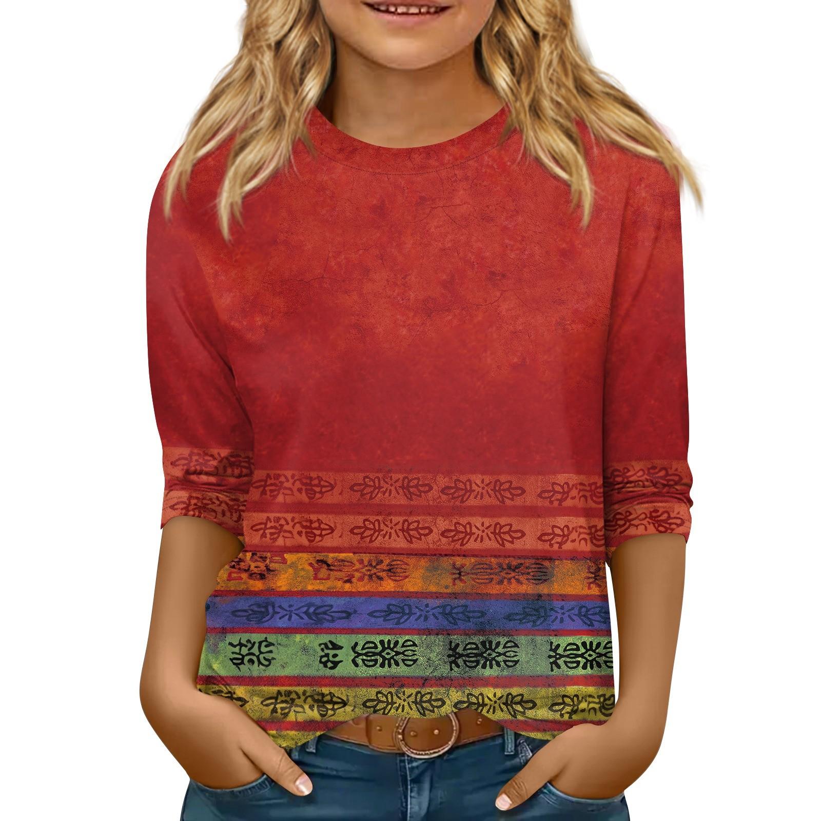 

Дитяча футболка з рукавом 3/4, повсякденна футболка з круглим вирізом, пуловер, блузка 160 червоний