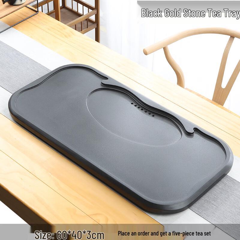 Handon Natural Black Gold Stone Modern Tea Tray