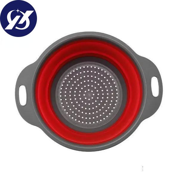 Silikonový skládací koš na zeleninu Skládací mycí odkapávač s rukojetí filtr na ovoce a zeleninu