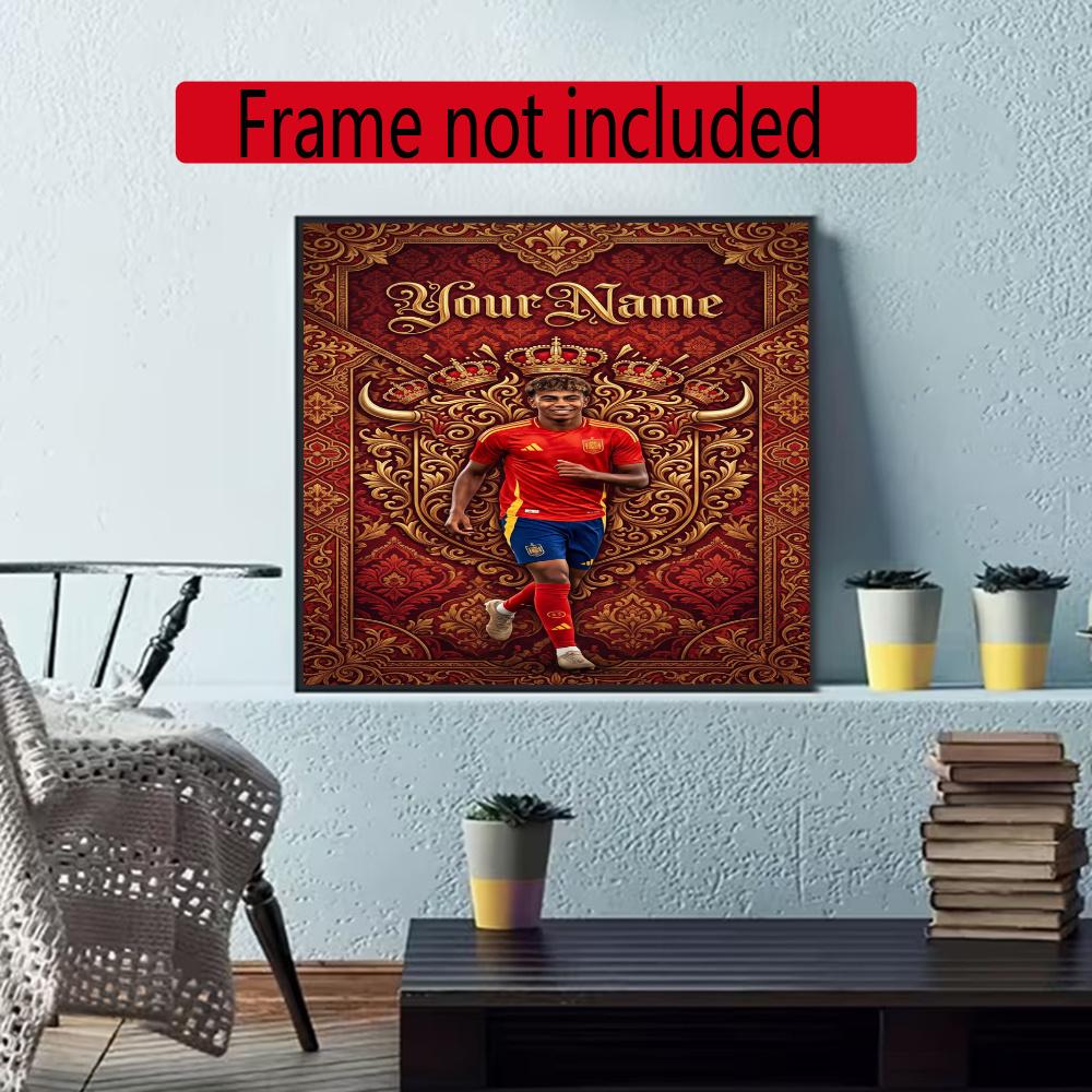 Lamin Yamal Customize Your Name Diamond Painting Round Diamond Rhinestones Mosaic Diamond Embroidery Wall Paintings Rhinestones Gift Frameless