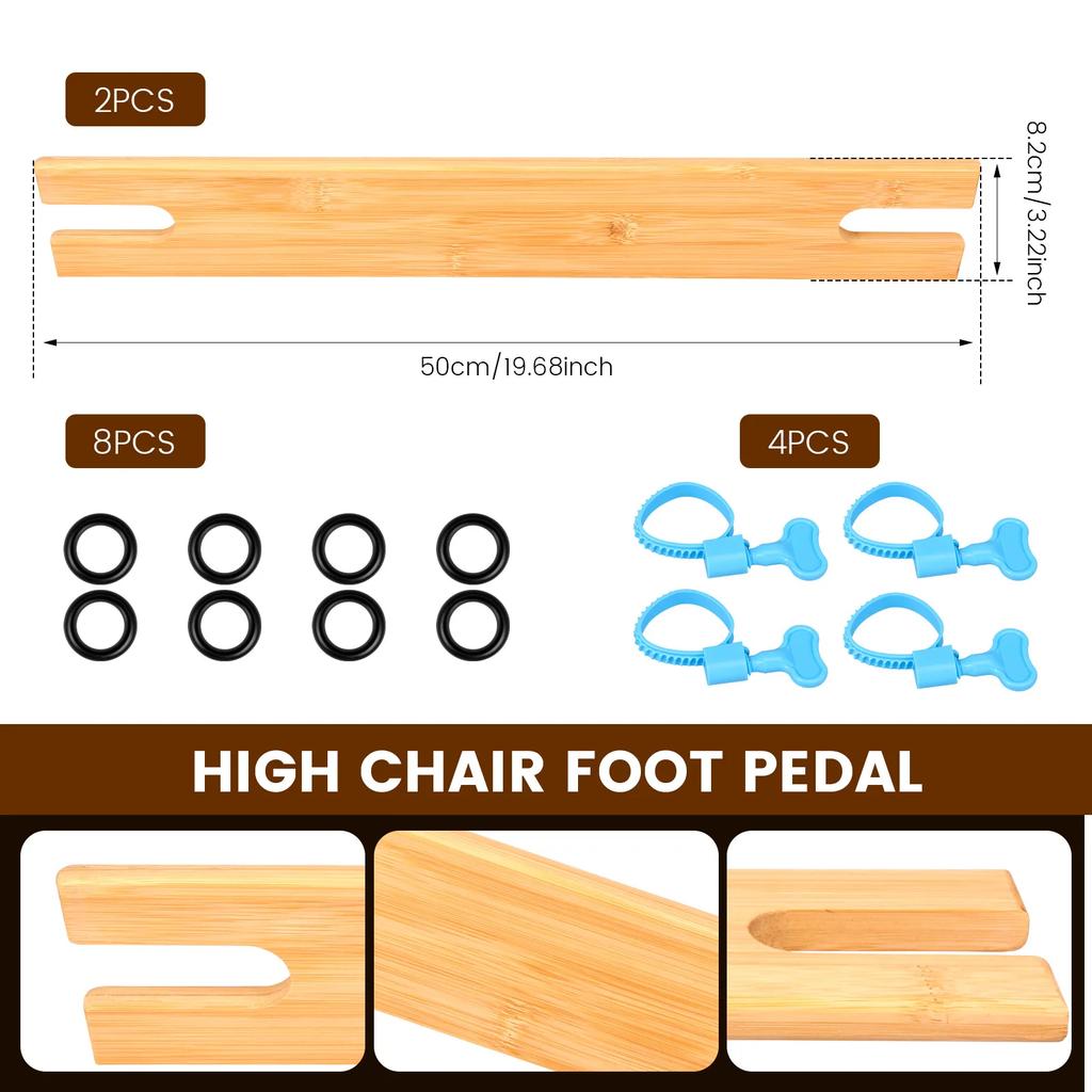 2Pcs Baby High Chair Footrest 50cm Natural Bamboo Infant Seat Foot Rest Non-slip Stable Highchair Accessories Kids Babies Stuff