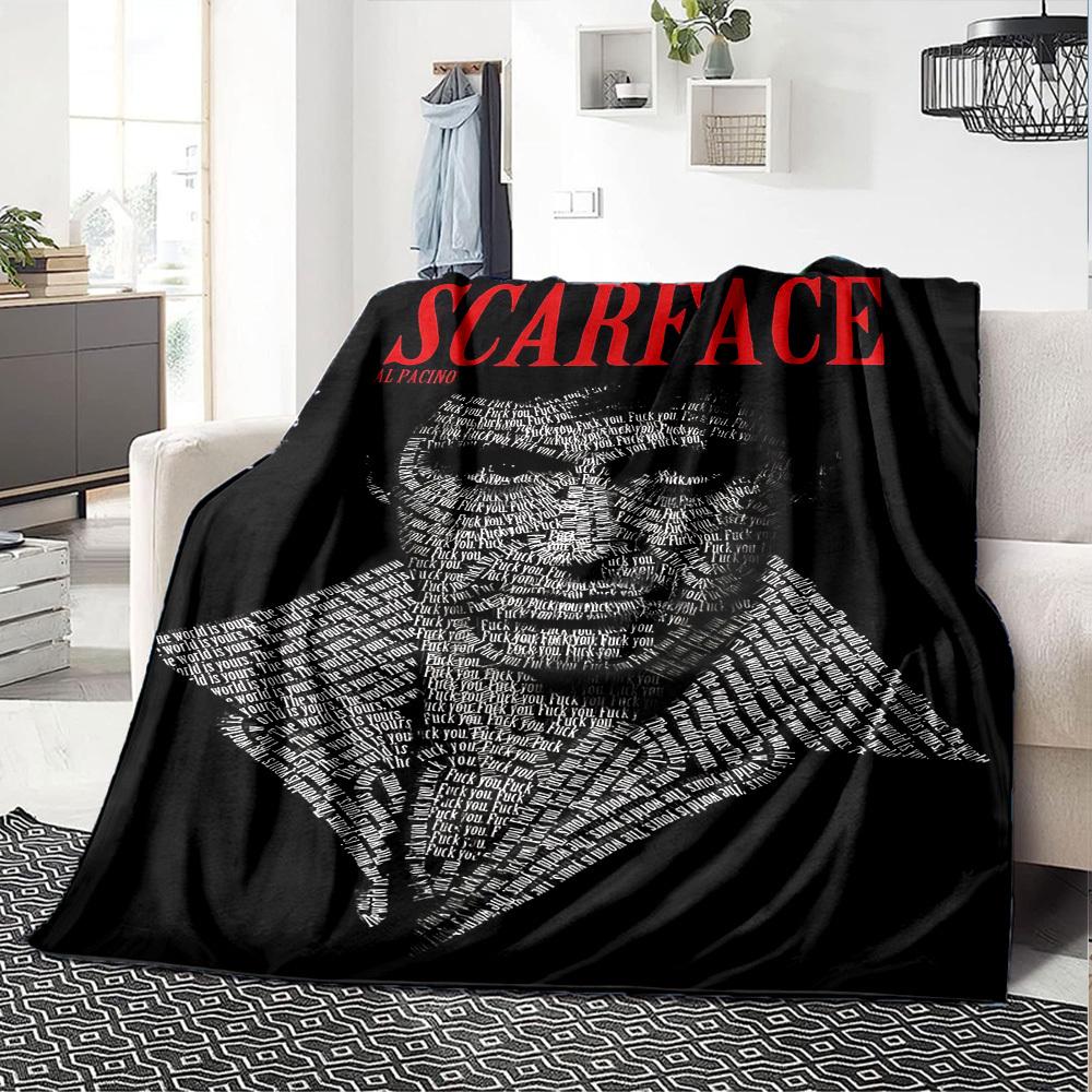 1pc Scarface Al Pacino Soft Flannel All Season Throw for Home, Office, Outdoor UseDurable Comfort Soft Warm Throw for Home