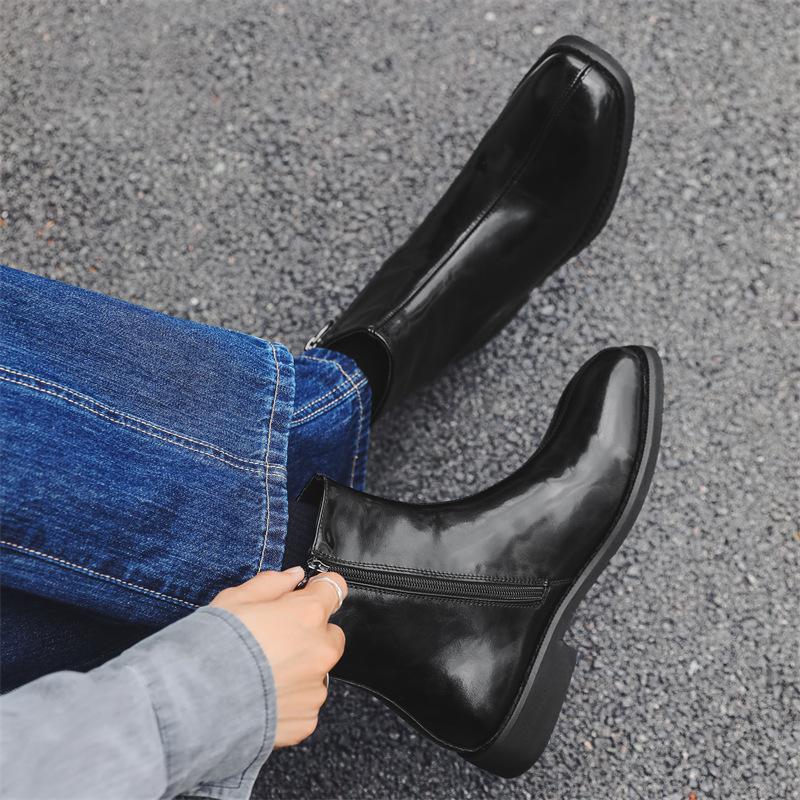 Chelsea boots high-top British Martin boots side zipper casual leather boots 2025 autumn and winter new 89757-J