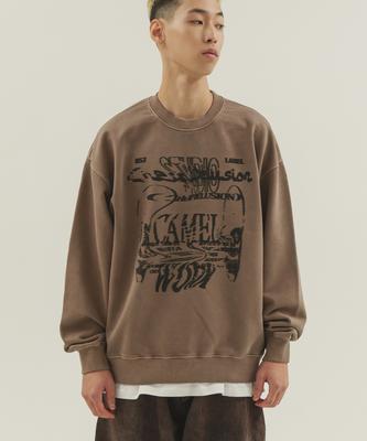 CAMEL WORK Chip Delusion Grunge Sweatshirt (Pigment Brown)