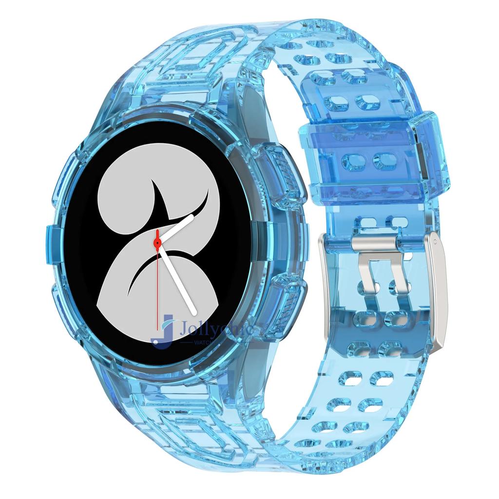 Case+Strap for Samsung Galaxy Watch 6 4 40mm 44mm Transparent Silicone Band Sport Bracelet Galaxy Watch 4 Classic 46 Accessories
