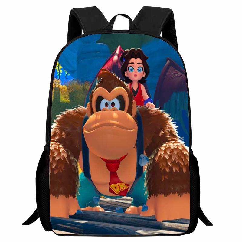 Donkey Kong Bananza, full-open student schoolbag, cartoon backpack, male