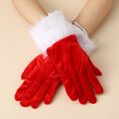 Weihnachts-Etikette Performance-Handschuhe Weihnachten Kurz Goldener Samt und Weiße Haarige Mundhandschuhe Erwachsene Frohe Weihnachten Geschenk