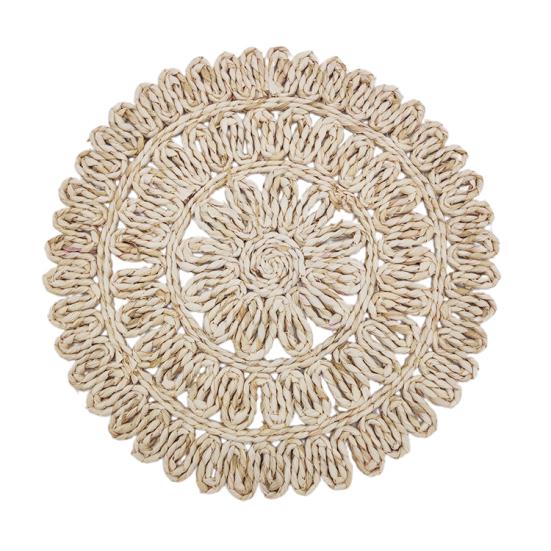 Cup Coaster Flower-shaped Hear Resistant Straw Handmade Woven Exquisite Table Cup Mats for Home