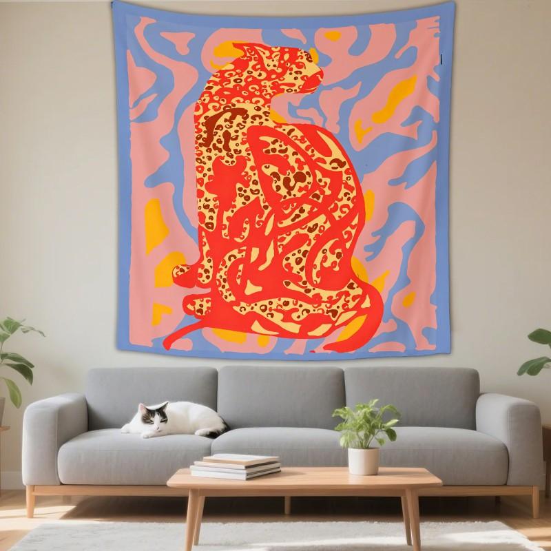 Boho Chic Wall Tapestry With Moon Phase Floral Starry Sky Design Bedroom Yoga Studio Decor