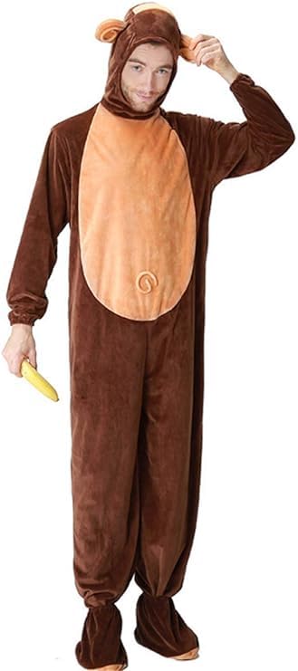 Cute Monkey Cosplay Costume Adult Animal Stage Party Fluffy Flannel Winter Warm for Indoor Cold Unisex [fanituhan] Set, Pajamas, Kigurumi, Costume,
