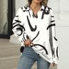Women's Summer Fashion Casual  Printed V-Neck Long Sleeve Shirt Top