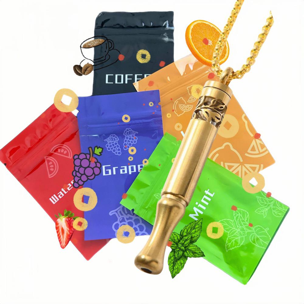 Replaceable Essential Oil Cotton Core Titanium Steel Meditation Neckpiece for Smoking Cessation and Stress Relief