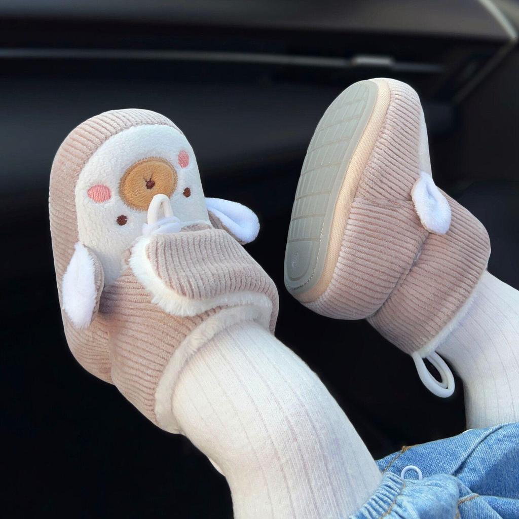 Winter Velvet Thickened Newborn Cotton Boots with Drawstring - Non-Slip, Cute Baby Shoes for 6-12 Months