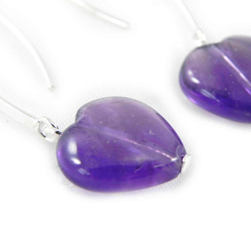 Les Trésors De Lily [H2489] - Silver 'Love' Amethyst Earrings