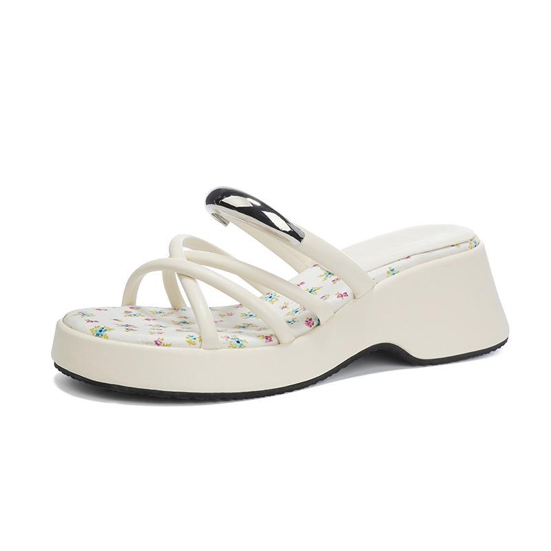 Thick-bottomed open-toed cool slippers women's summer new moon beach slippers women's skirt outer wear