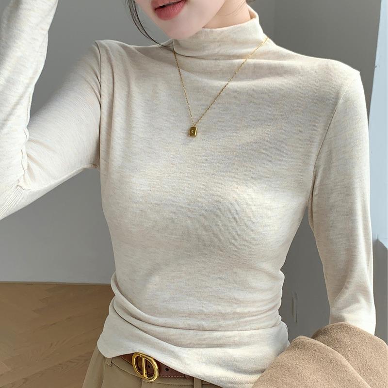 3 Autumn and winter bottoming shirt, long-sleeved top, semi-turtleneck design sense, new style, high-end sense inside, can be worn outside