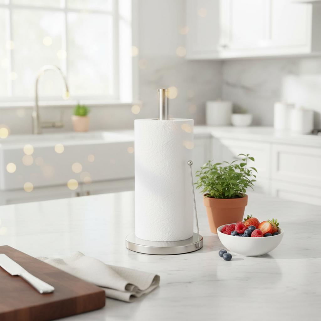Vertical Paper Towel Stand Space Saving Countertop Paper Towel Holder Kitchen Storage