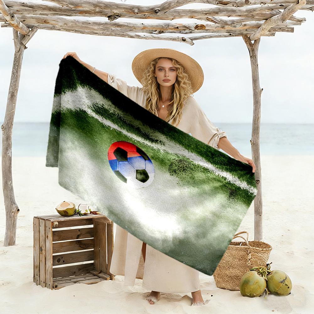 Soccer Ball Beach Towel Super Soft Microfiber Quickdry Fabric Comfortable Lightweight