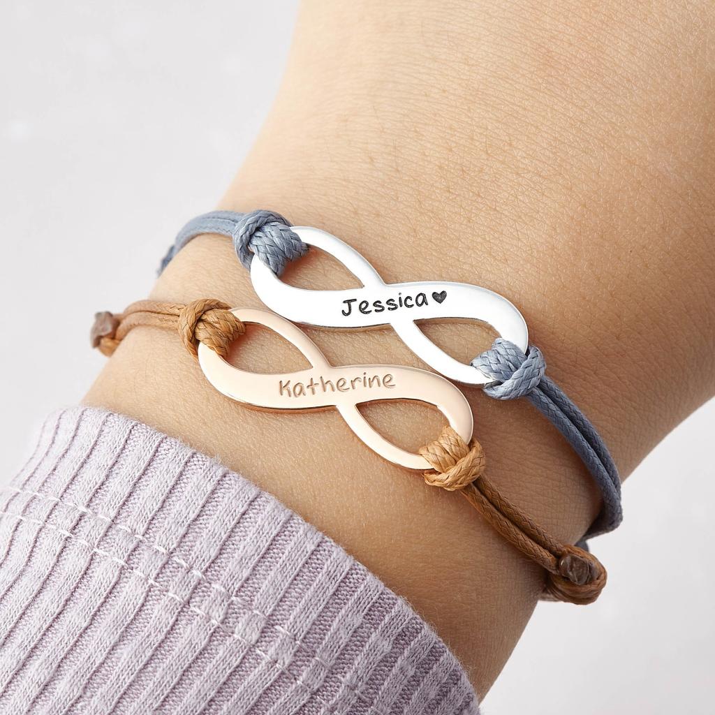 Grawerowana bransoletka z imieniem dla dzieci Regulowana skórzana bransoletka nieskończoności Bransoletka dla dziewczynki Prezent urodzinowy dla córki dla córki